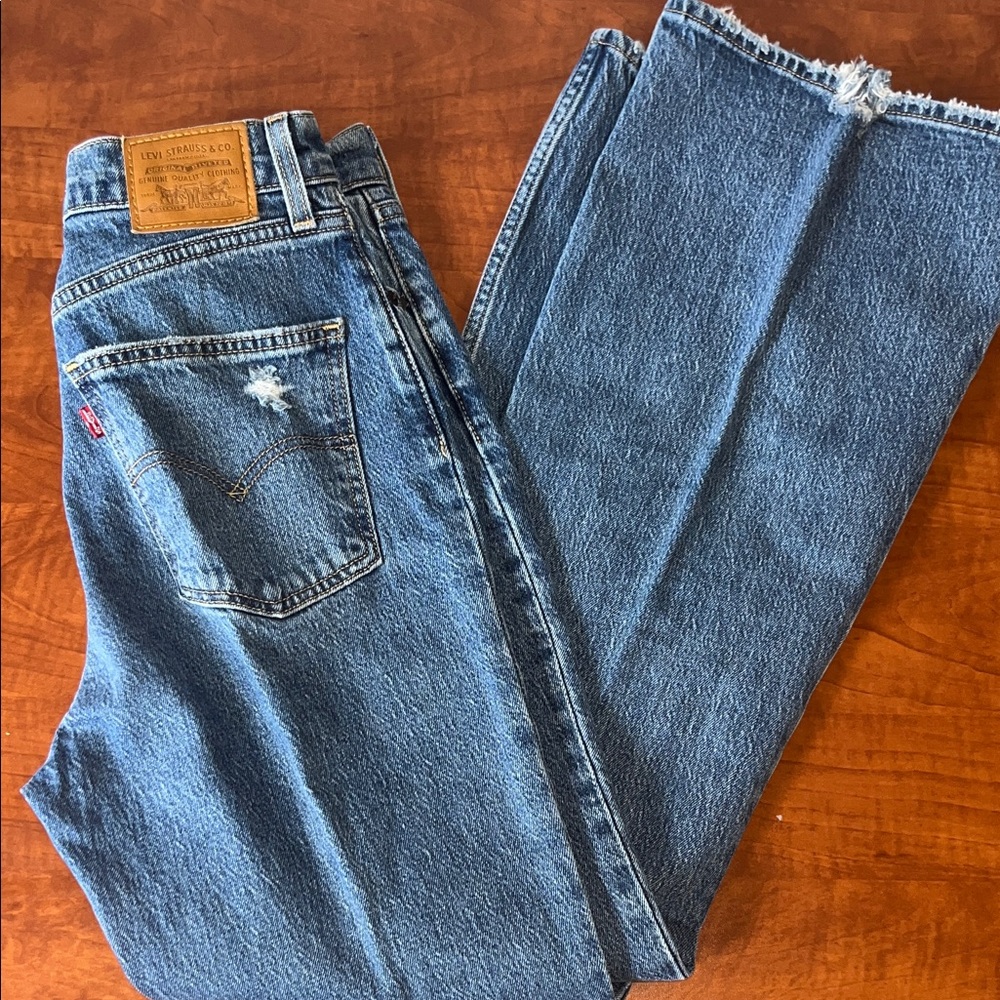 Levi’s 70’s High Rise Flair Blue Denim Jeans Waterless Measurements in Pics